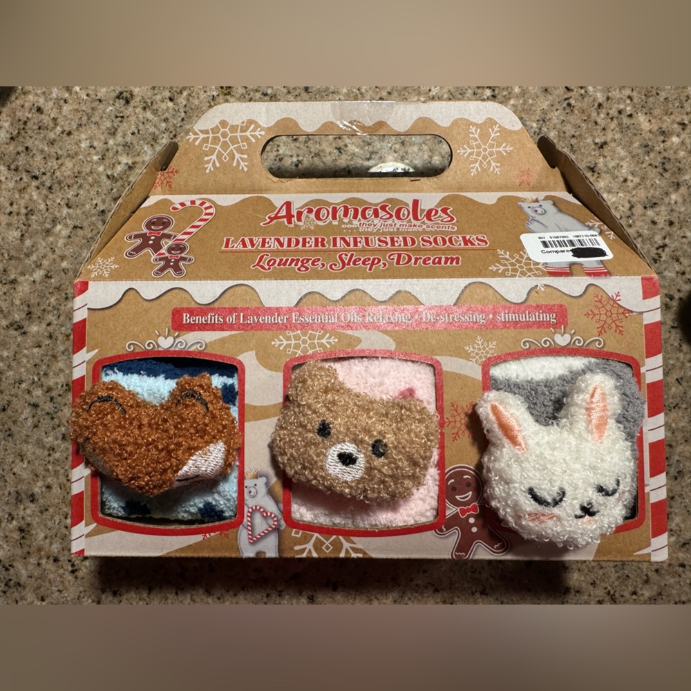 Aromasoles Lavender Infused Animal Fuzzy Socks